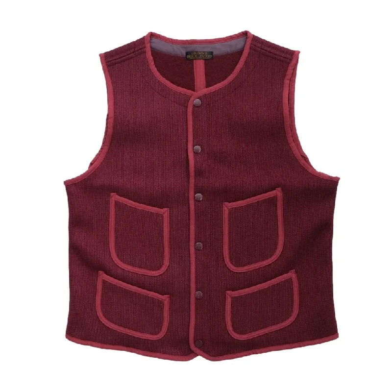 Patchwork Denim Top with a Unique and Artistic AppealBrown's Beach Early Vest (Burgundy)