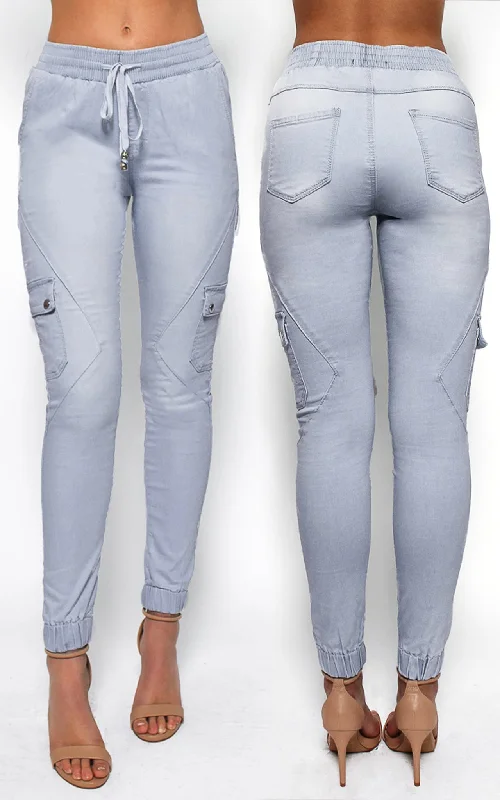 Ripped Denim Top for a Rebellious Fashion StatementChic Cargo Chinos - Light Blue