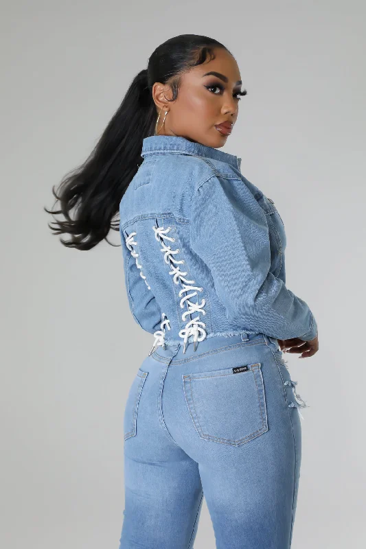 Embroidered Denim Top with Intricate PatternsCare Free Bae Jacket