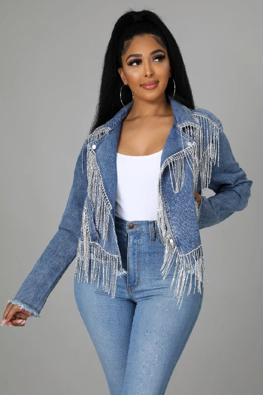 Cropped Denim Top to Pair with High - Waisted BottomsRiding Wild Jacket