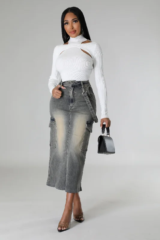 Long - Sleeve Denim Top for Cold Weather LayeringDreamin' Big Skirt