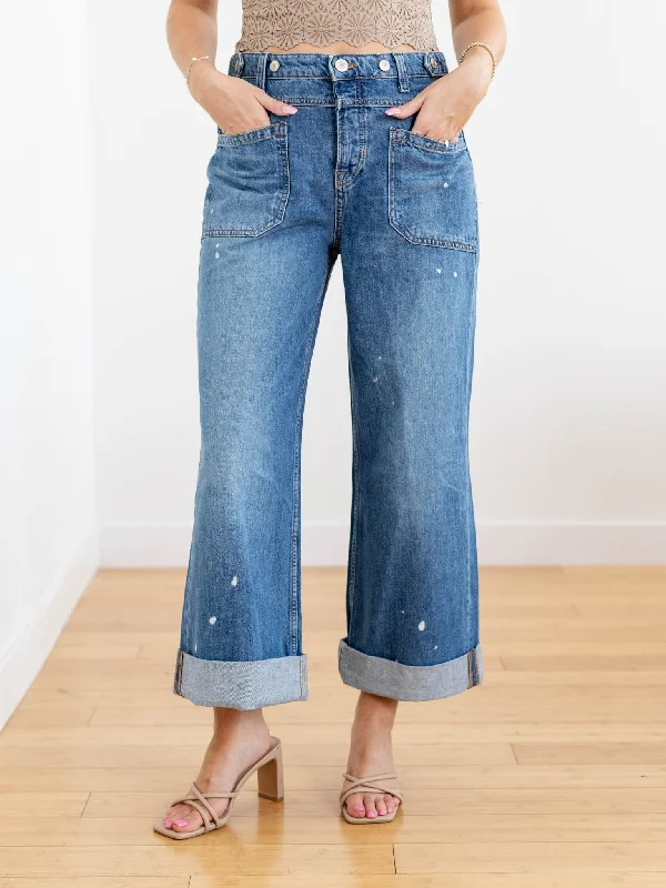 Embroidered Denim Top with Intricate PatternsFree People 100 Years Palmer Cuffed Jean