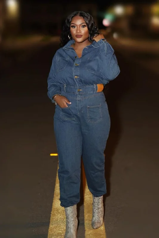 Washed - Out Denim Top for a Vintage AestheticHaidey Jumpsuit