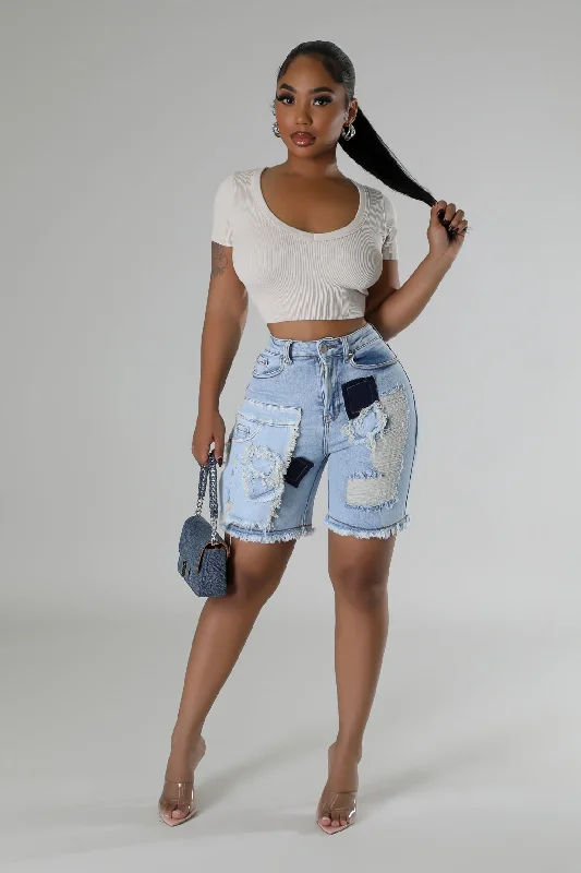 Plus - Size Denim Top for a Comfortable and Stylish FitTone It Down Shorts