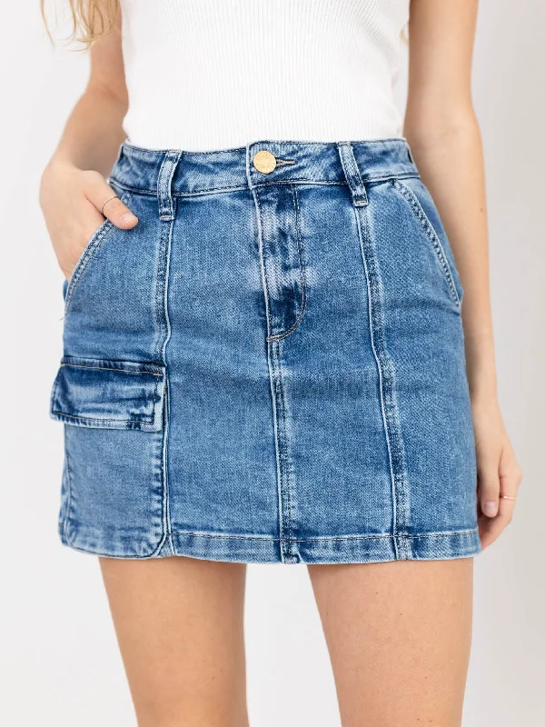 Denim Top for a Beachside Picnic with a Laid - Back StyleKUT Alarming Single Cargo Mini Skirt