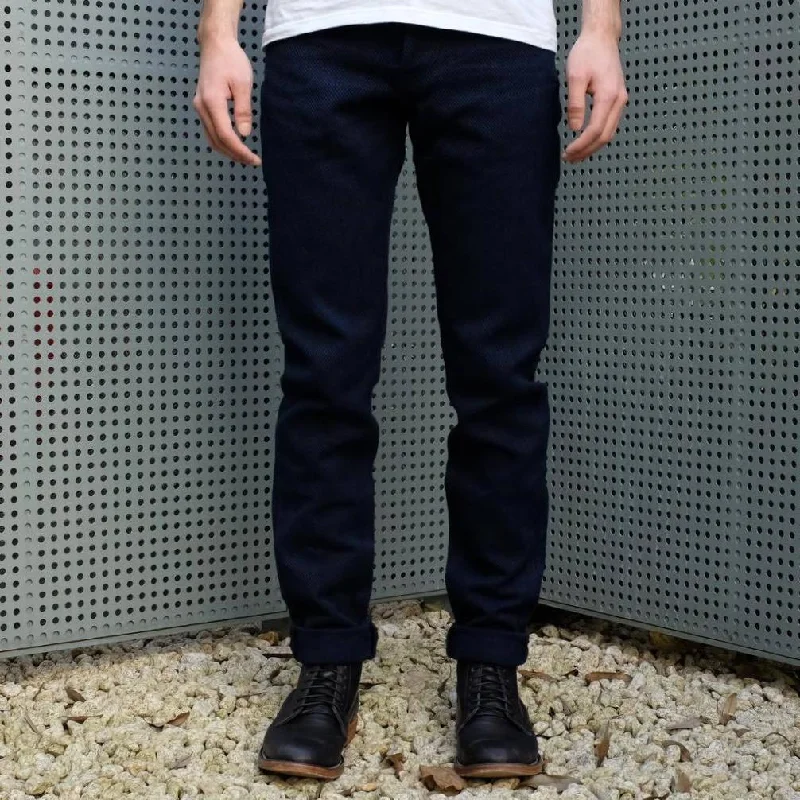 Embroidered Denim Top with Intricate PatternsStudio D'Artisan "Kasezome" Indigo Sashiko Selvedge Pants (Relax Tapered)