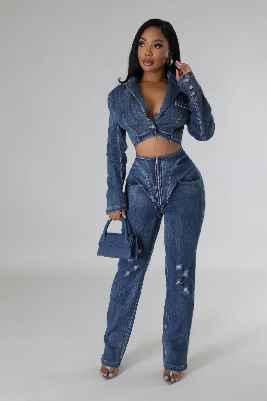 Denim Top for a Music Festival with a Rock - n - Roll VibeVersatile Selections Pant Set