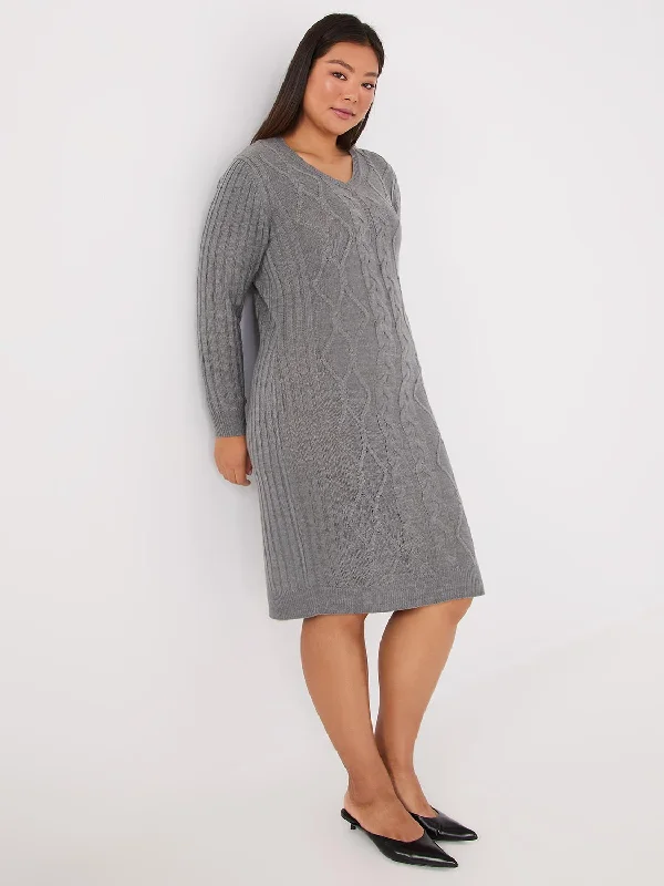 Empire Waist Women Dress to Accentuate the Bust and Conceal the WaistCable Knit Sweater Dress