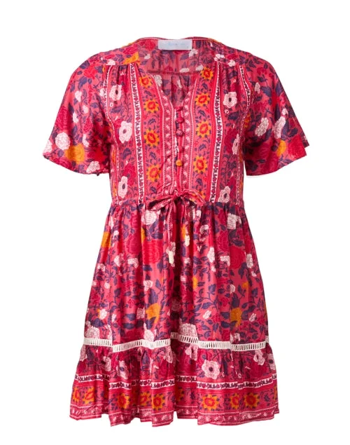 Plus Size Women Dress with a Flattering A - Line Cut for Comfort and StyleAli Red Print Mini Dress