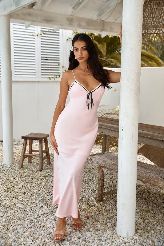 Halter Neck Women Dress to Show Off the Shoulders and NecklineAll Yours Satin Maxi Dress Pink