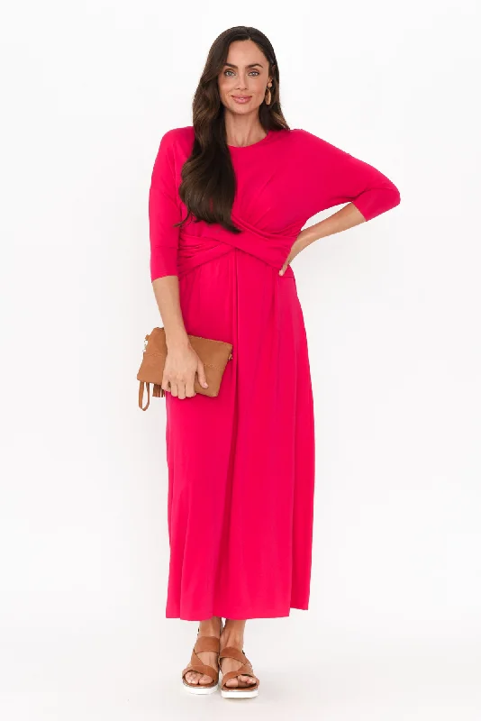 Empire Waist Women Dress to Accentuate the Bust and Conceal the WaistAssa Raspberry Twist Bamboo Dress