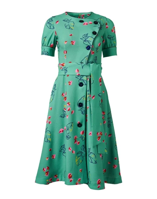 Ruffled Women Dress with Multiple Layers for a Playful and Girly StyleAstrid Green Print Dress