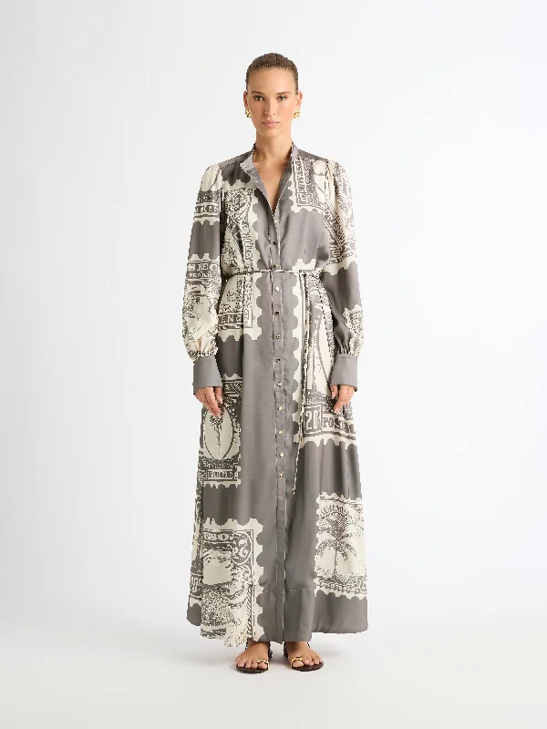 Printed Abstract Women Dress for a Modern and Artistic AppealBERMUDA POST MAXI DRESS