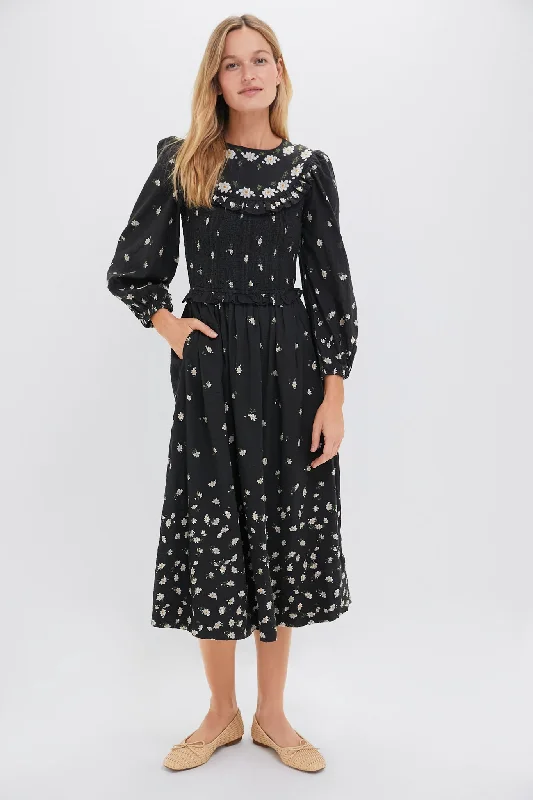 Printed Abstract Women Dress for a Modern and Artistic AppealBlack Elizabeth Print Smocked Midi Dress