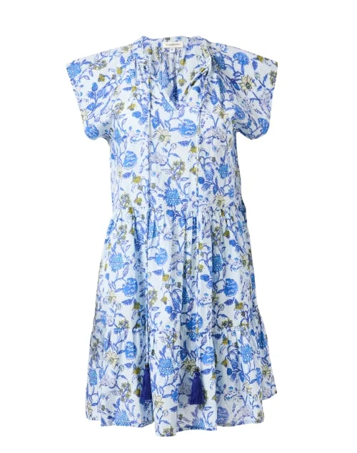 Halter Neck Women Dress to Show Off the Shoulders and NecklineBlue Print Cotton Dress