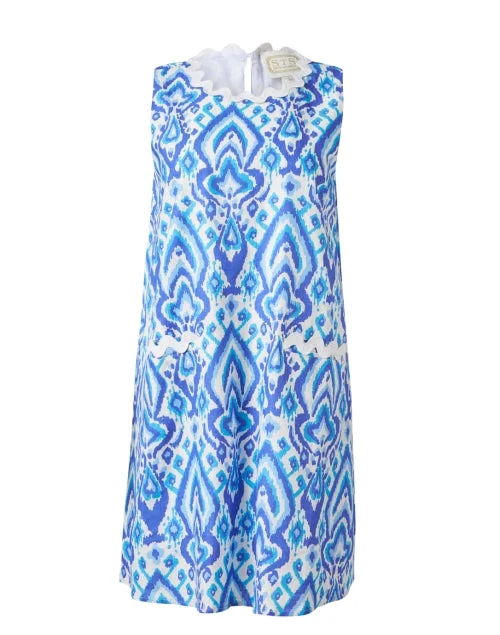 Sheath Women Dress with a Tailored Fit for a Professional LookBlue Print Cotton Swing Dress