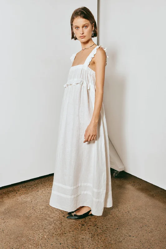 Off - the - Shoulder Women Dress for a Romantic and Feminine LookCurate & Create Smock Maxi Dress White