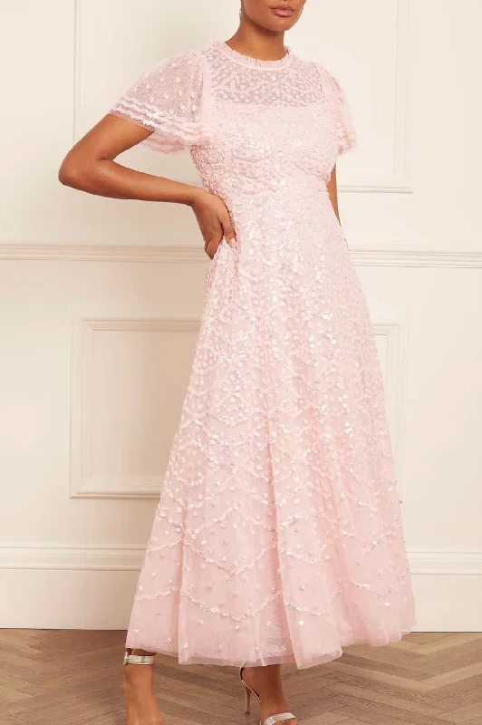 Lace - Embellished Women Dress for an Elegant and Sophisticated AppearanceDeco Dot Gloss Ankle Gown