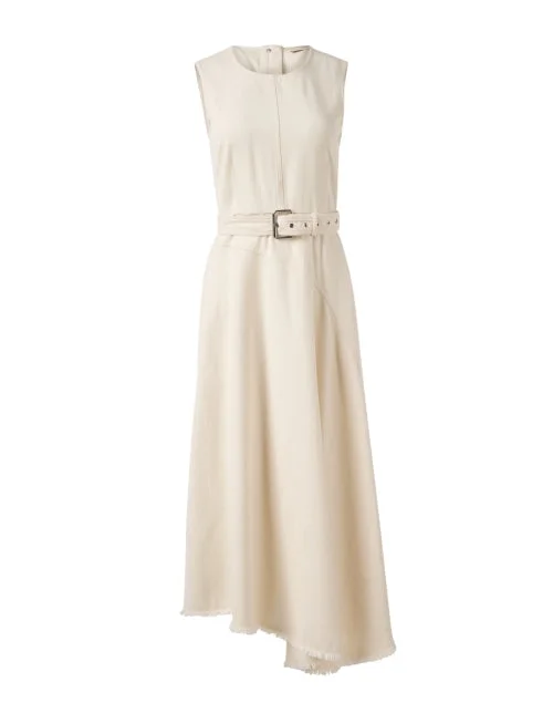 Pleated Women Dress with a Timeless and Elegant TextureDurata Cream Denim Dress