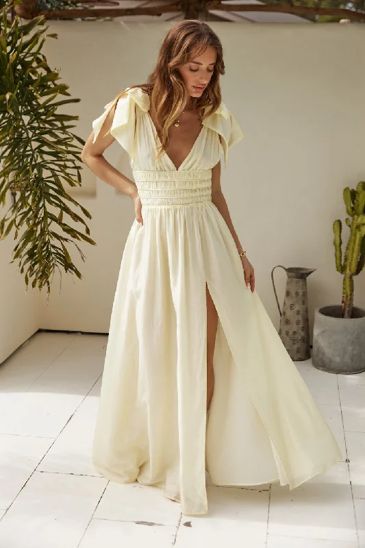 Off - the - Shoulder Women Dress for a Romantic and Feminine LookEyes Of A Goddess Maxi Dress Butter