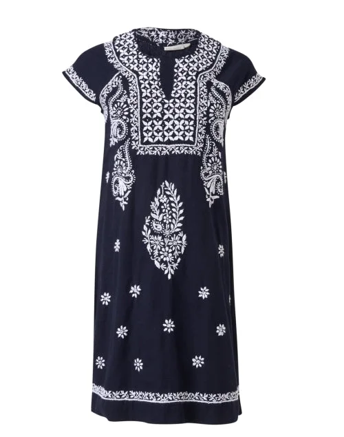 Maxi Women Dress with Floral Print for a Bohemian VibeFaith Navy Embroidered Cotton Dress