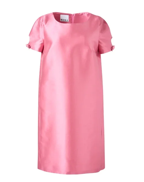 Ruffled Women Dress with Multiple Layers for a Playful and Girly StyleGaell Pink Satin Shift Dress