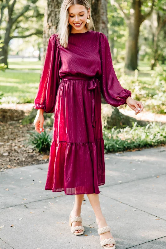 Mini Women Dress with a Short Hem for a Young and Trendy StyleHave Some Fun Burgundy Red Midi Dress