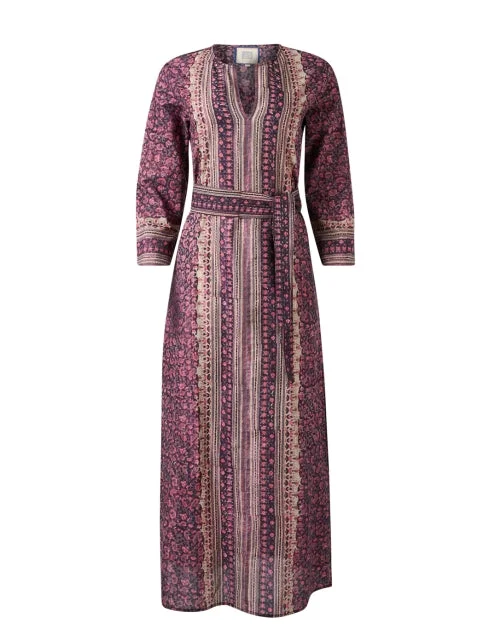 Lace - Embellished Women Dress for an Elegant and Sophisticated AppearanceJane Pink and Brown Multi Print Kaftan