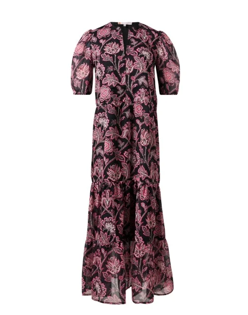 Shift Women Dress with a Simple and Classic Design for Everyday WearJordana Black and Pink Print Cotton Dress