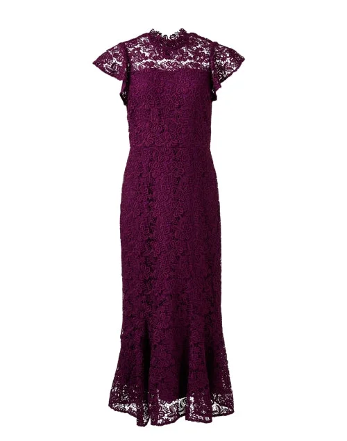 Halter Neck Women Dress to Show Off the Shoulders and NecklineLea Purple Lace Dress