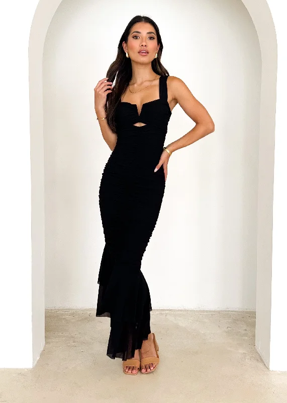 Little Black Women Dress with Sequins for a Glamorous Night OutLuella Mesh Maxi Dress - Black