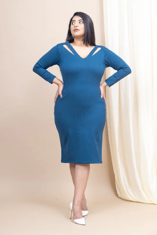 Sheath Women Dress with a Tailored Fit for a Professional LookLunarbeam V-Neck bodycon dress