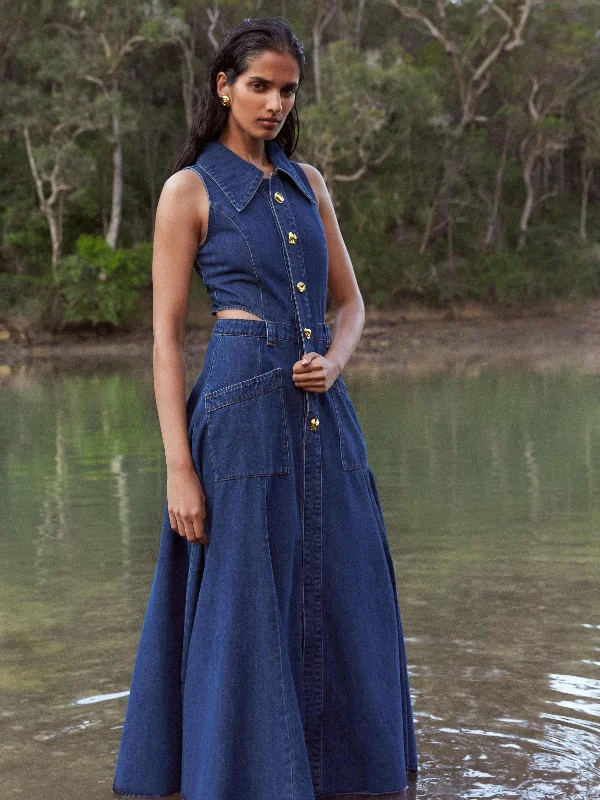 Strapless Women Dress with a Built - in Bra for Comfort and SupportMAEVE DENIM DRESS