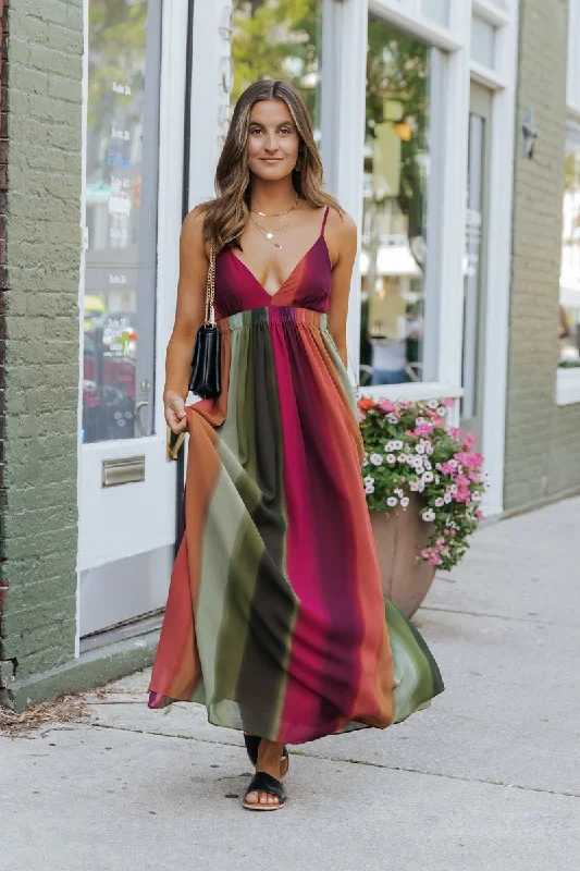 Off - the - Shoulder Women Dress for a Romantic and Feminine LookMUSE Multi Chiffon Tie-Dye Print Maxi Dress - FINAL SALE