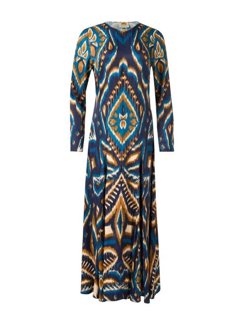 Lace - Embellished Women Dress for an Elegant and Sophisticated AppearancePineapple Blue Ikat Dress