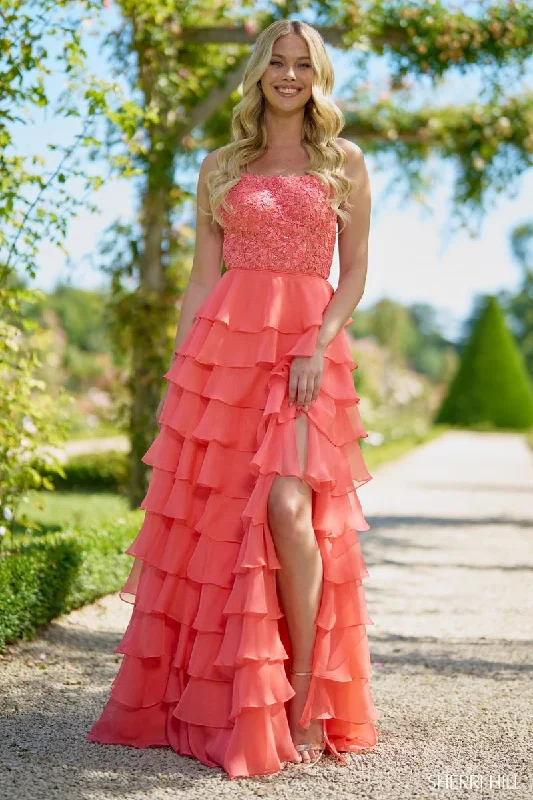 Backless Women Dress for a Sexy and Alluring Look at Evening EventsSherri Hill Ruffle Open Back Prom Dress 56866