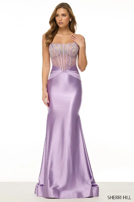 Mini Women Dress with a Short Hem for a Young and Trendy StyleSherri Hill Exposed Boning Prom Dress 57071