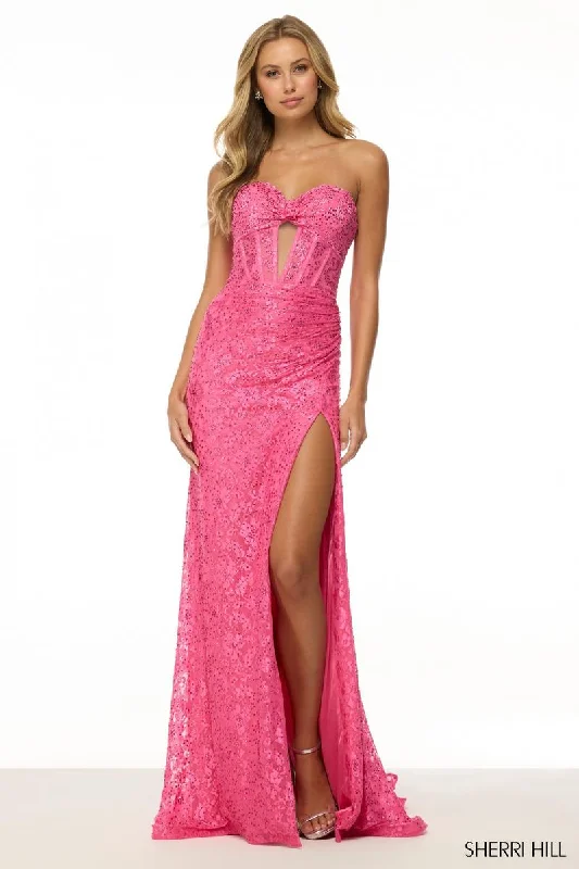 Off - the - Shoulder Women Dress for a Romantic and Feminine LookSherri Hill Lace Corset Prom Dress 57086