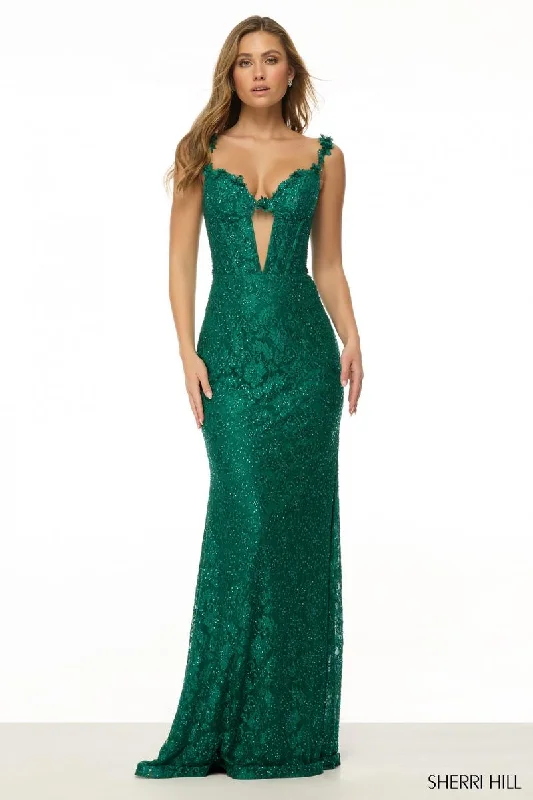 Long - Sleeve Women Dress in Velvet for a Luxurious Winter LookSherri Hill Dress 57178