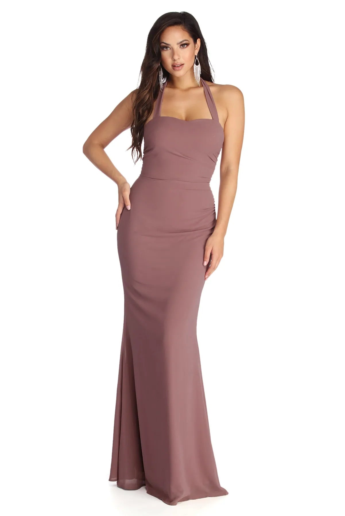 Mermaid - Style Women Dress with a Fitted Silhouette for Special OccasionsTessa Formal Halter Chiffon Dress