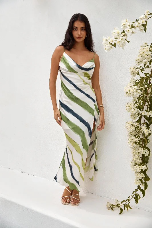 Backless Women Dress for a Sexy and Alluring Look at Evening EventsThinking Of You Satin Maxi Dress Green