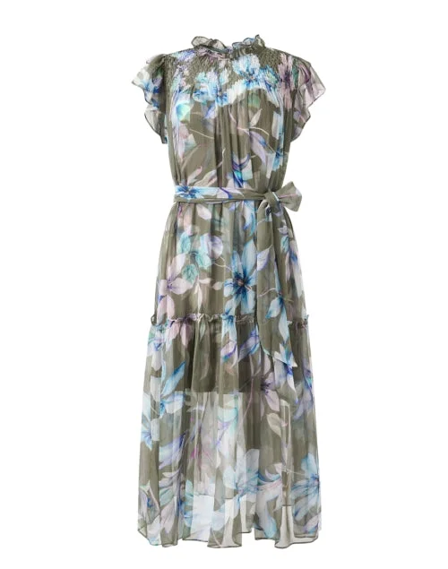 Mini Women Dress with a Short Hem for a Young and Trendy StyleVera Green Floral Print Dress