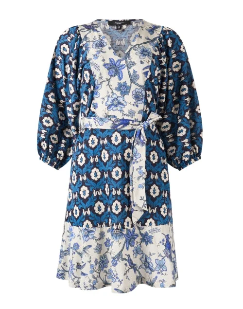 Sheath Women Dress with a Tailored Fit for a Professional LookVirgola Blue Floral Print Dress