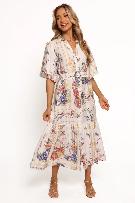 Pleated Women Dress with a Timeless and Elegant TextureZaya Midi Dress - Floral