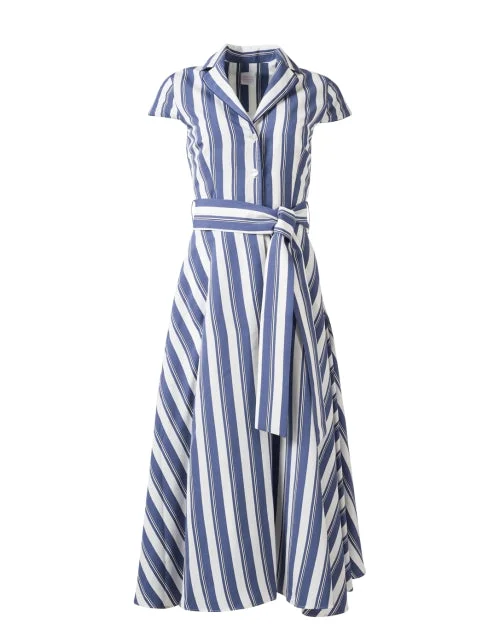 Printed Abstract Women Dress for a Modern and Artistic AppealZoe Blue Striped Dress