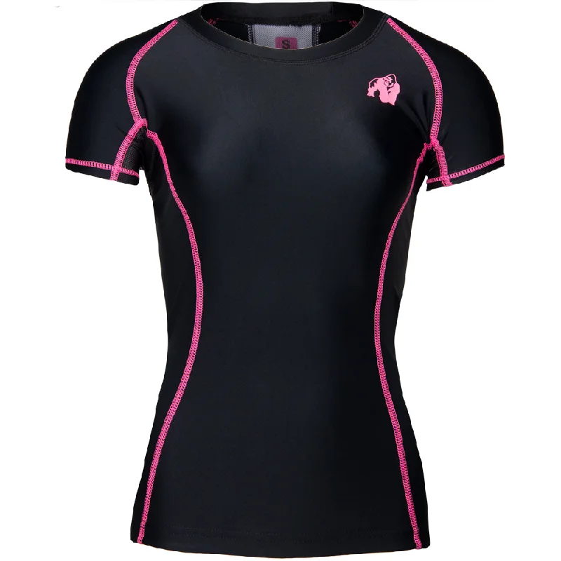 Ringer T Shirt Women with Retro - Inspired StripesCarlin Compression Short Sleeve Top - Black/Pink