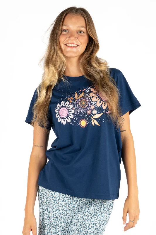 Floral Print Women T Shirt for a Feminine TouchCountry Resources Cobalt Cotton Crew Neck Women's T-Shirt