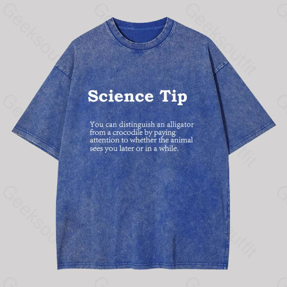 V - Neck Women T Shirt to Enhance the NecklineCrocodile Alligator Funny Science tip Washed T-shirt