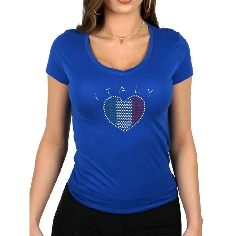 Organic Cotton Women T Shirt for Eco - Conscious WearersItalian Heart Womens V-Neck Tee