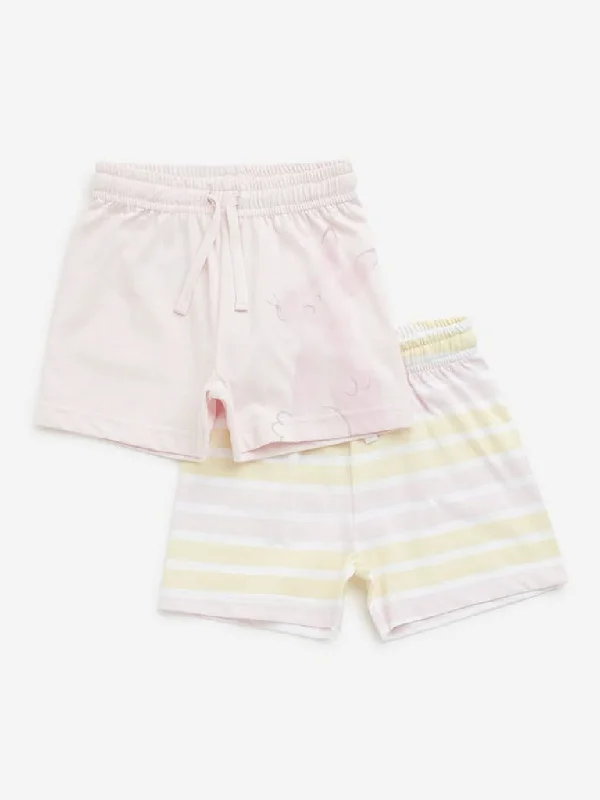 Cuffed Women Shorts for a Laid - Back and Trendy LookHOP Baby Light Pink Printed Cotton Shorts - Pack of 2